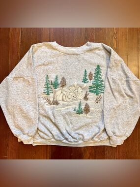 Vintage Winter Bunny Sweatshirt - L